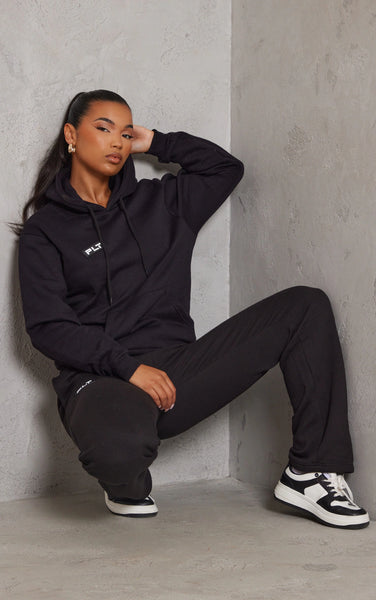 Pretty Little Thing Logo Black Badge Detail Oversized Hoodie
