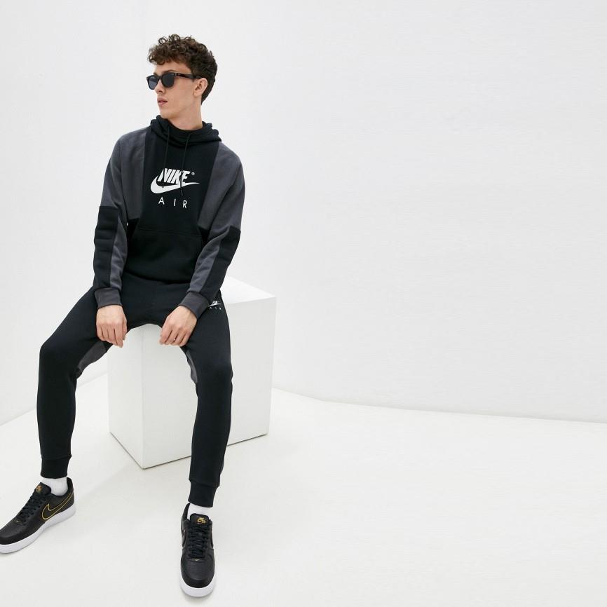 Nike Air Men's Contrast Tracksuit Set Black Pullover Fleece Jogging Bottom's