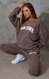 Pretty Little Thing Chocolate Brown Soho Town Printed Tracksuit
