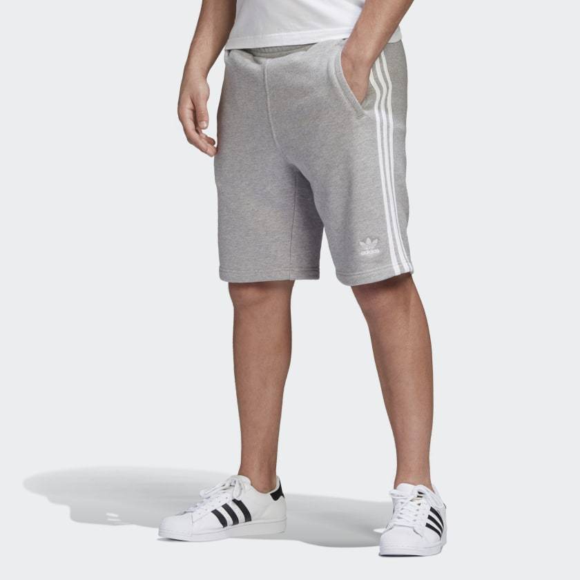 Adidas Men's 3-Stripe Grey Shorts