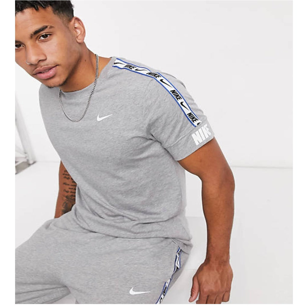 Nike Repeat Pack Logo Taping Tee T-shirt In Grey