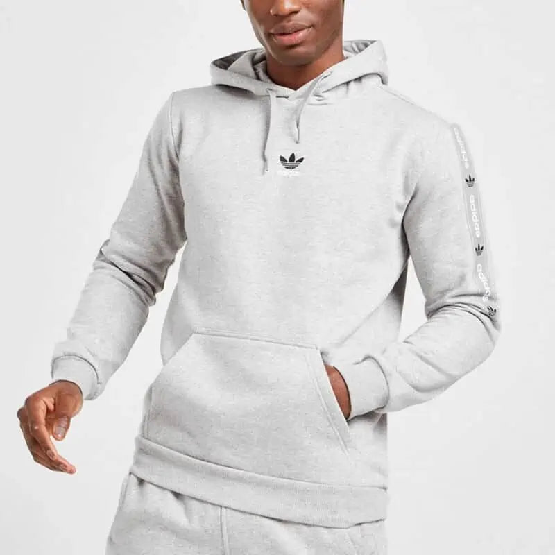 Adidas Men's Grey Overhead Tape Hoodie